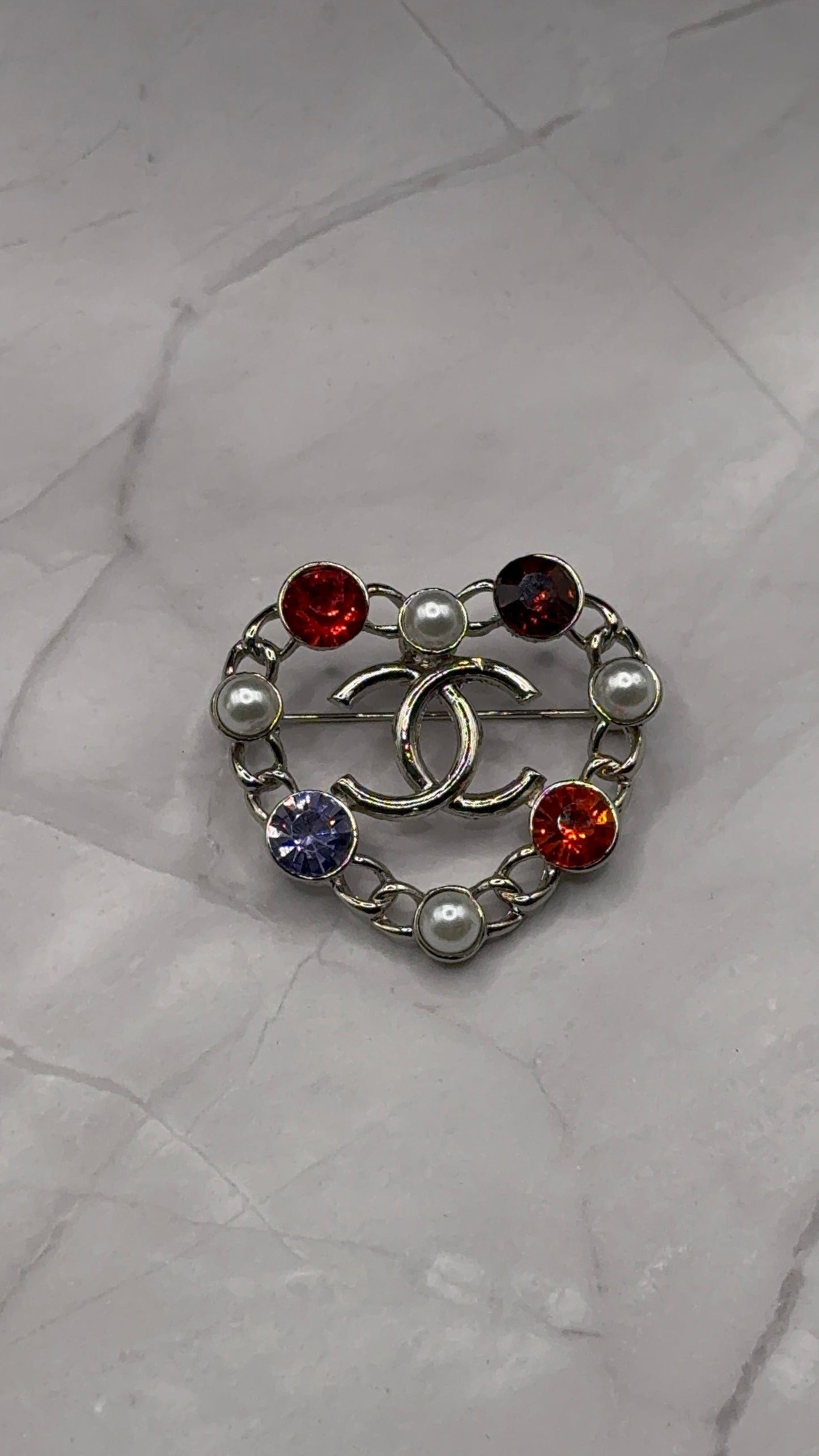 High Quality C.C Heart Brooch pin