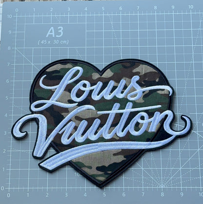 XL L.V Camouflage Heart Patch