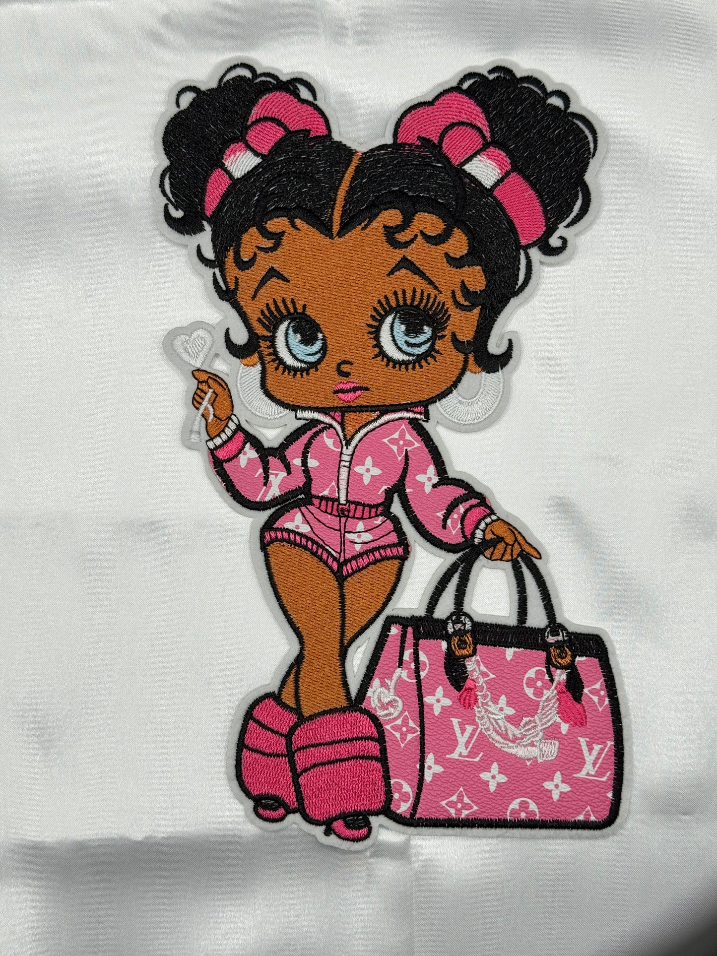 Pink Leather LV Betty Iron-on Patch 10inch