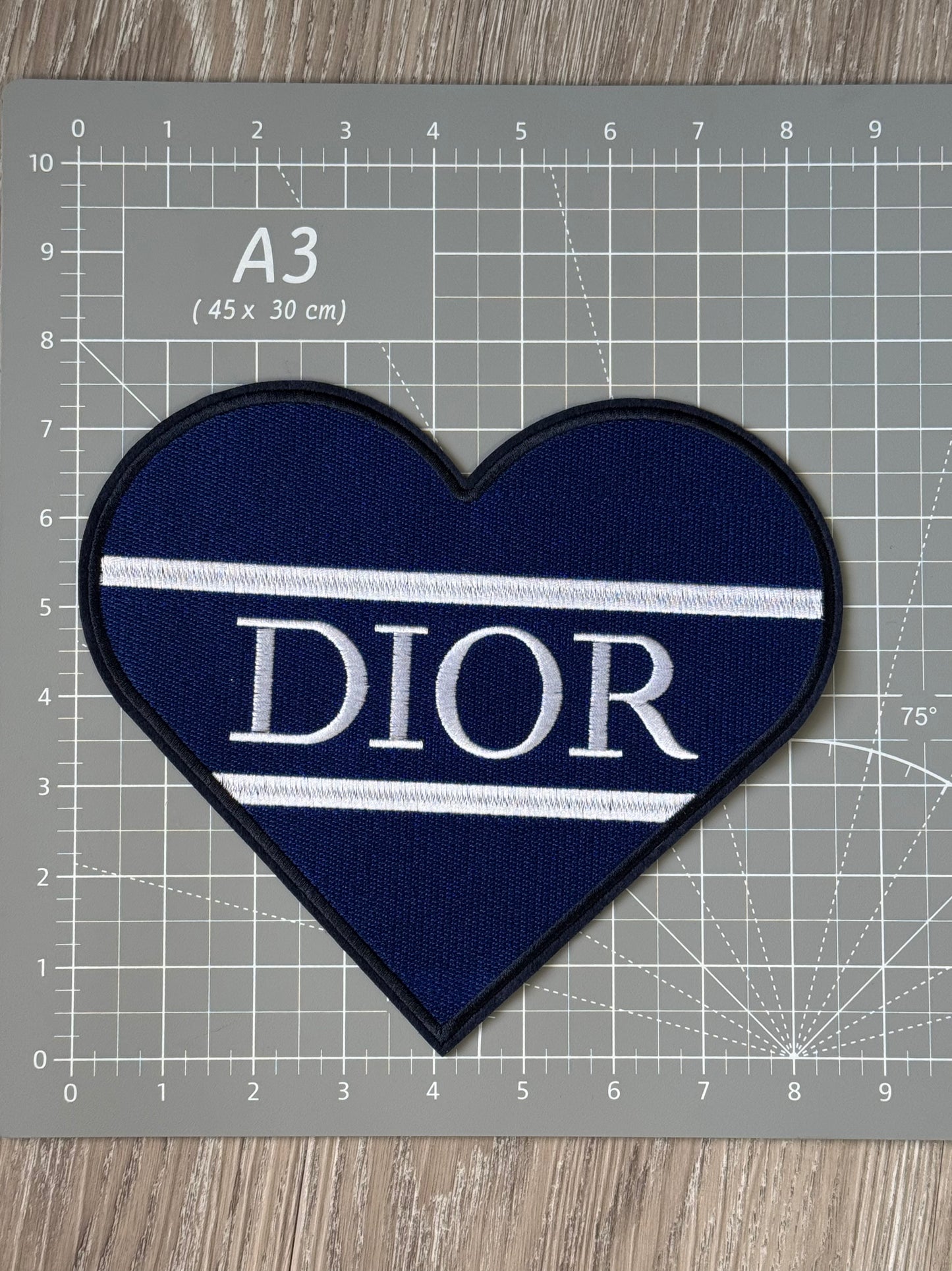 Blue Heart D Iron on Patch