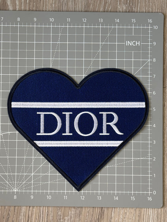 Blue Heart D Iron on Patch