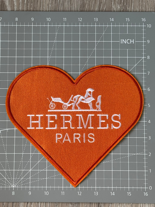 Orange Heart H. Iron-on Patch