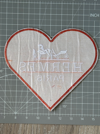 Orange Heart H. Iron-on Patch