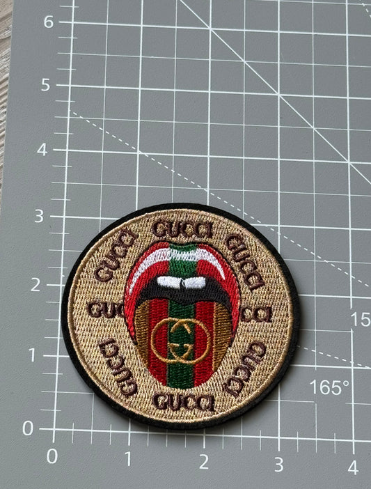 Round Brown G.G Embroidery Patch