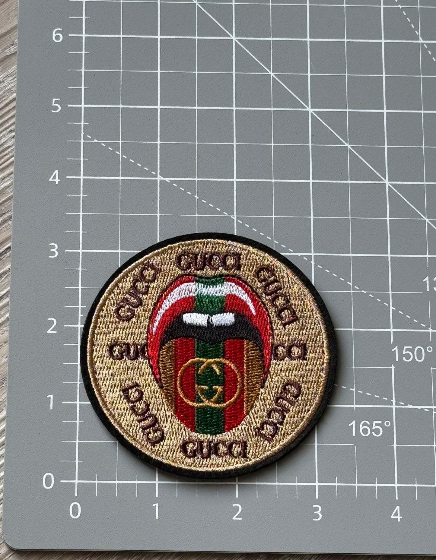 Round Brown G.G Embroidery Patch