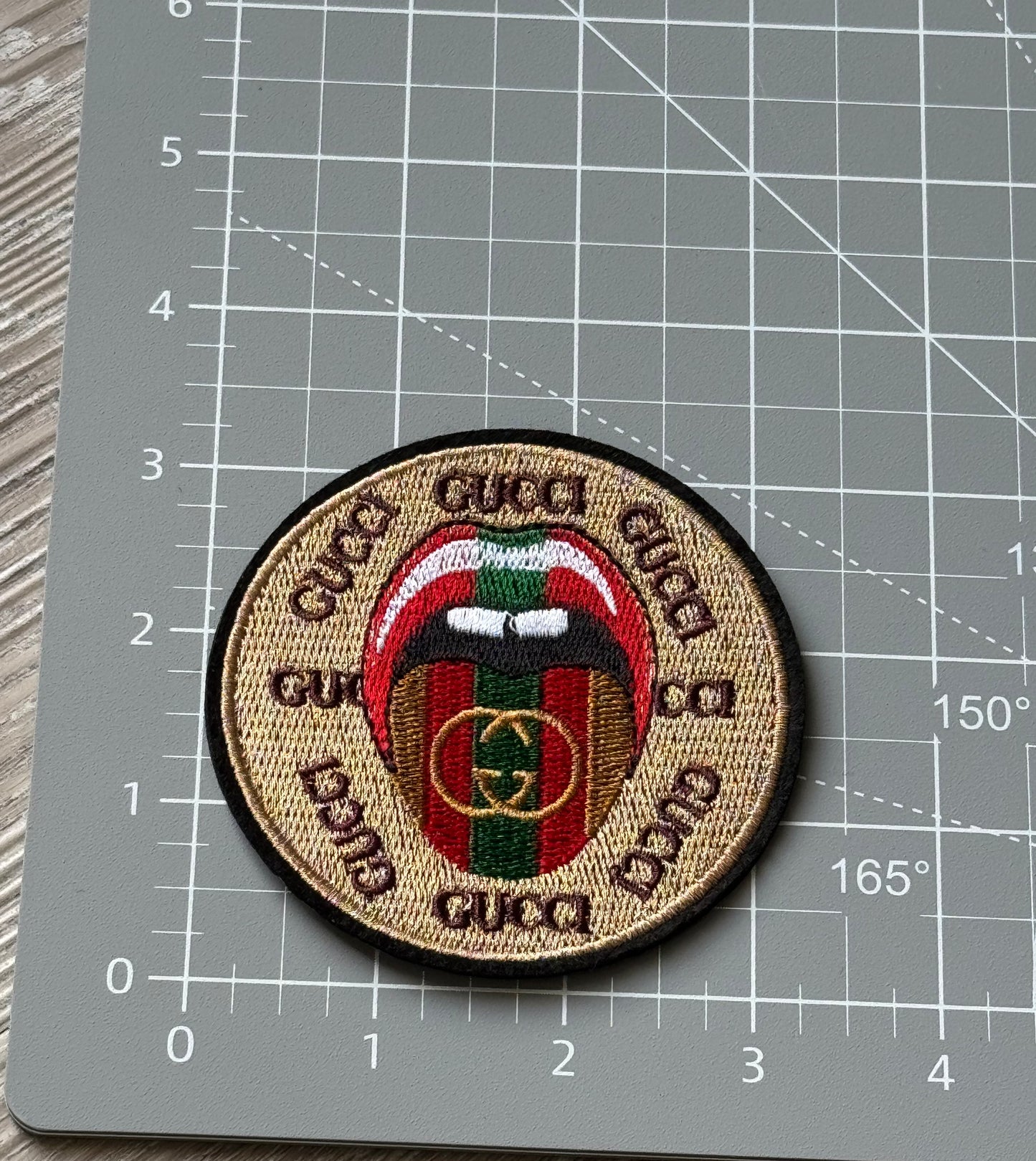 Round Brown G.G Embroidery Patch