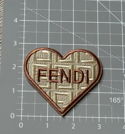 Brown Heart F Embroidery Patch