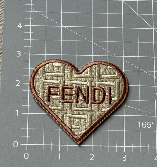 Brown Heart F Embroidery Patch