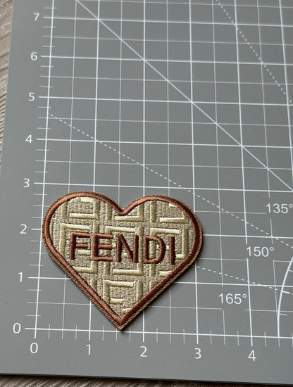 Brown Heart F Embroidery Patch