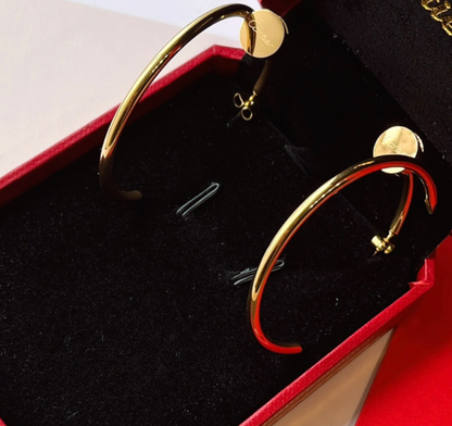 High Quality Luxury Hoop Women's Earrings - Gold