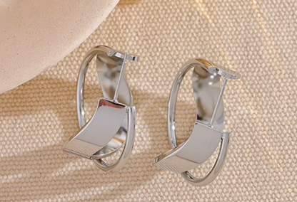 Irregular Geometric Hollow Huggie Earrings 18K Real Gold Plated