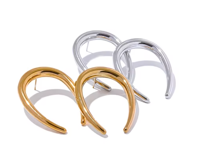 Hollow Real Gold Plated Women's Earring