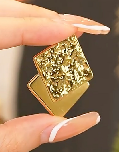 Hammer Square 18K Real Gold Plated Earrings