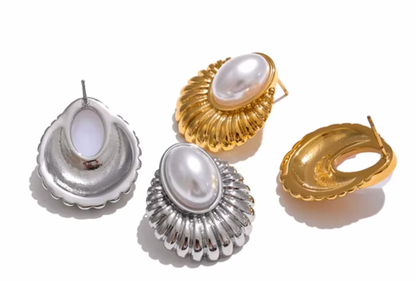 Simulated-Pearl 18K Real Gold Plated Earrings