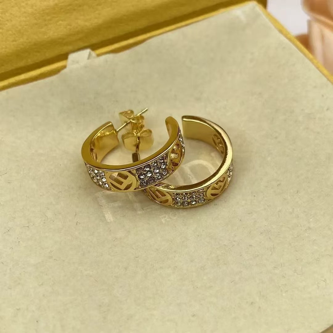 Copper micro-set with zircon F.F Hoop Earrings