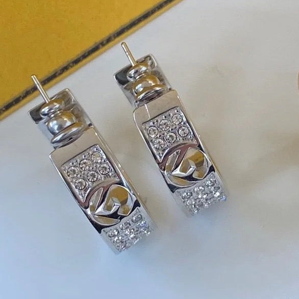 Copper micro-set with zircon F.F Hoop Earrings