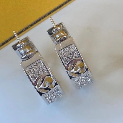 Copper micro-set with zircon F.F Hoop Earrings