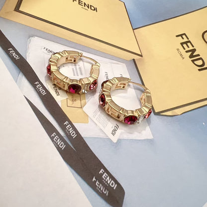 Titanium steel F.F Hoop Earrings with Gems