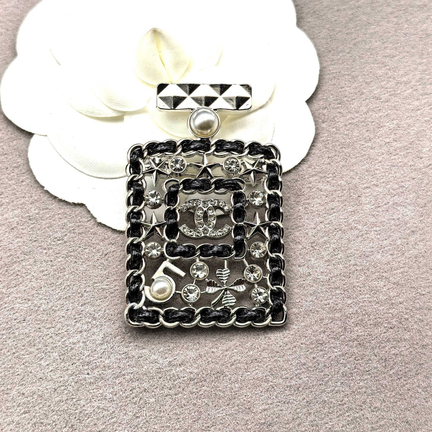 Luxury C.C Parfum Bottle Brooch