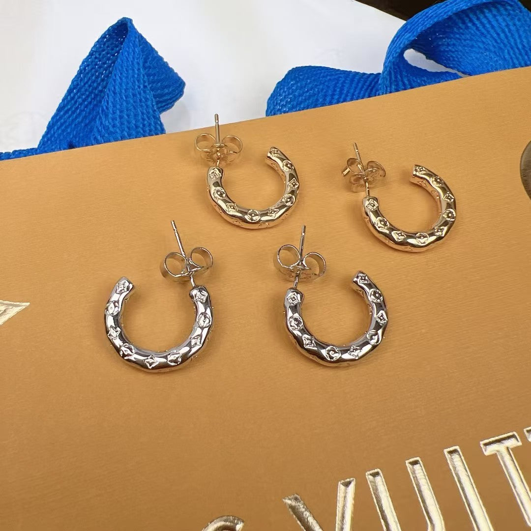 L.V Inspired Gold Hoop earrings