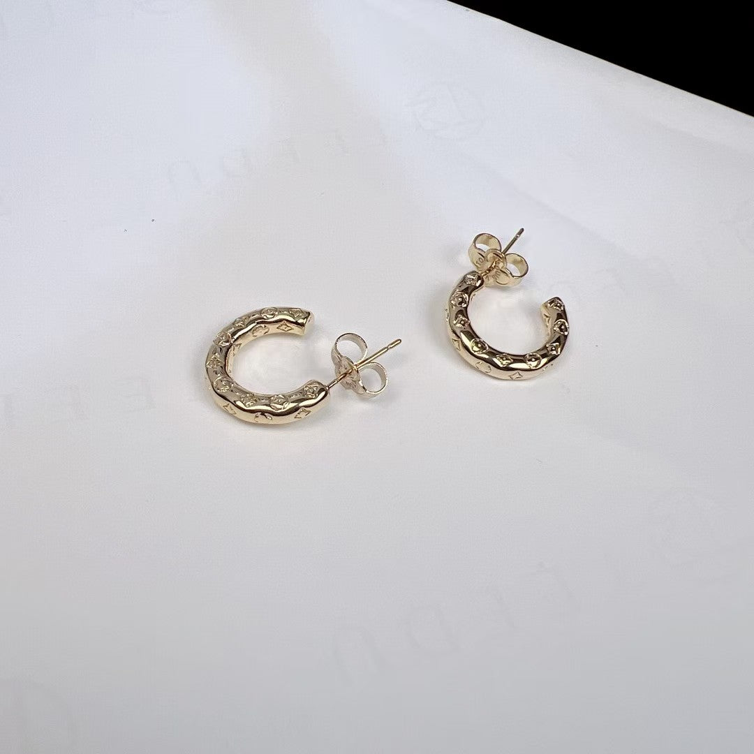 L.V Inspired Gold Hoop earrings