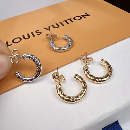 L.V Inspired Gold Hoop earrings