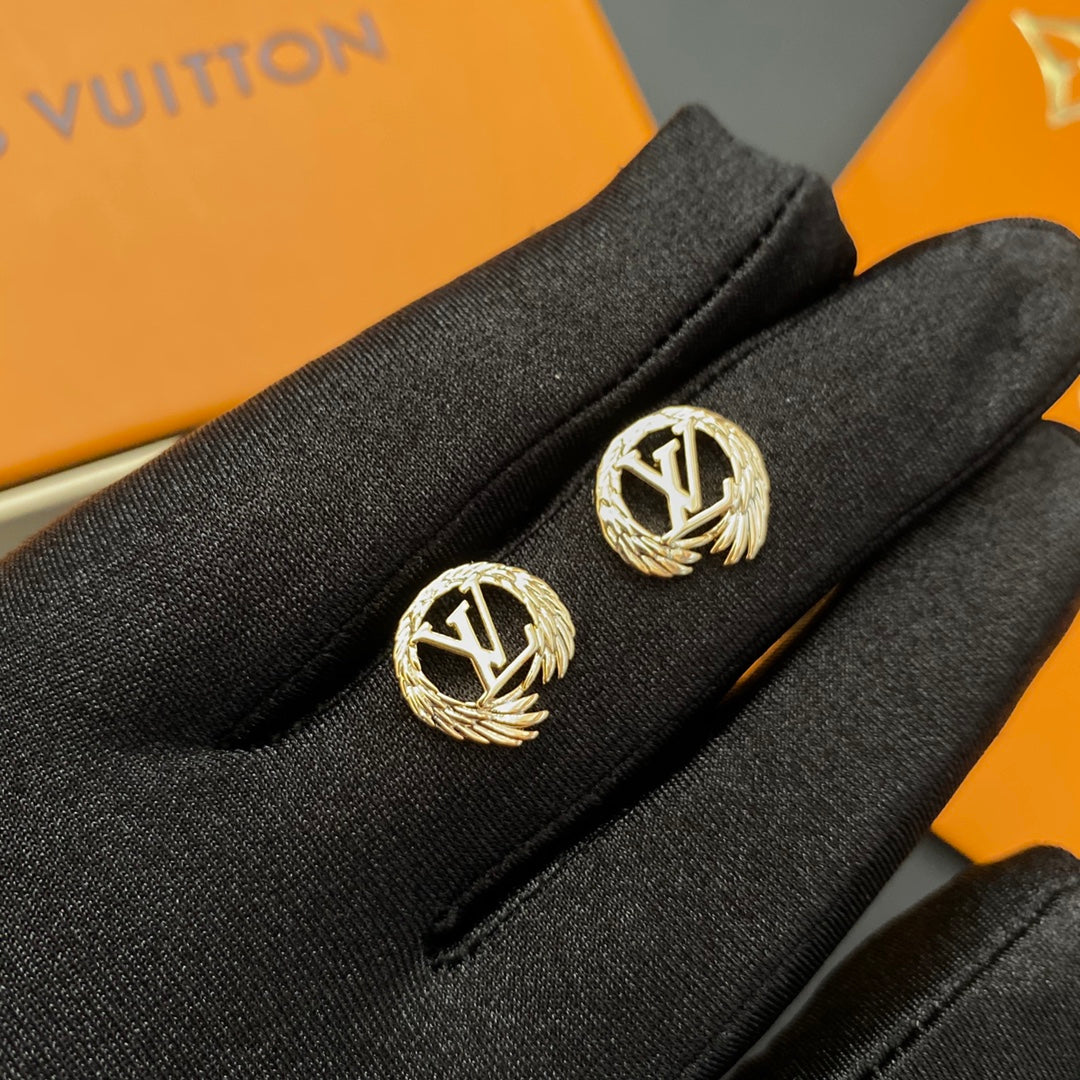 L.V Inspired Gold plated Angel Earrings