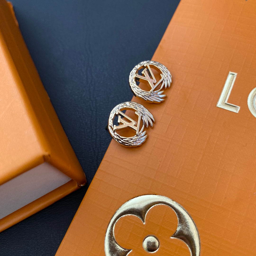 L.V Inspired Gold plated Angel Earrings