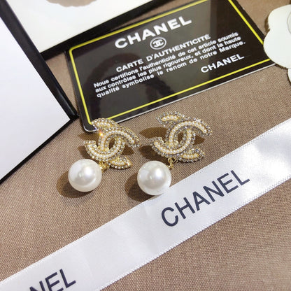 C.C Brand Pearl and Diamond Earrings