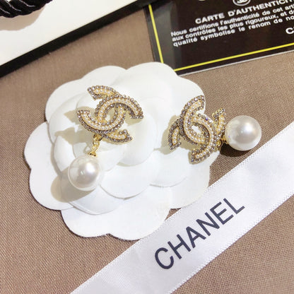 C.C Brand Pearl and Diamond Earrings