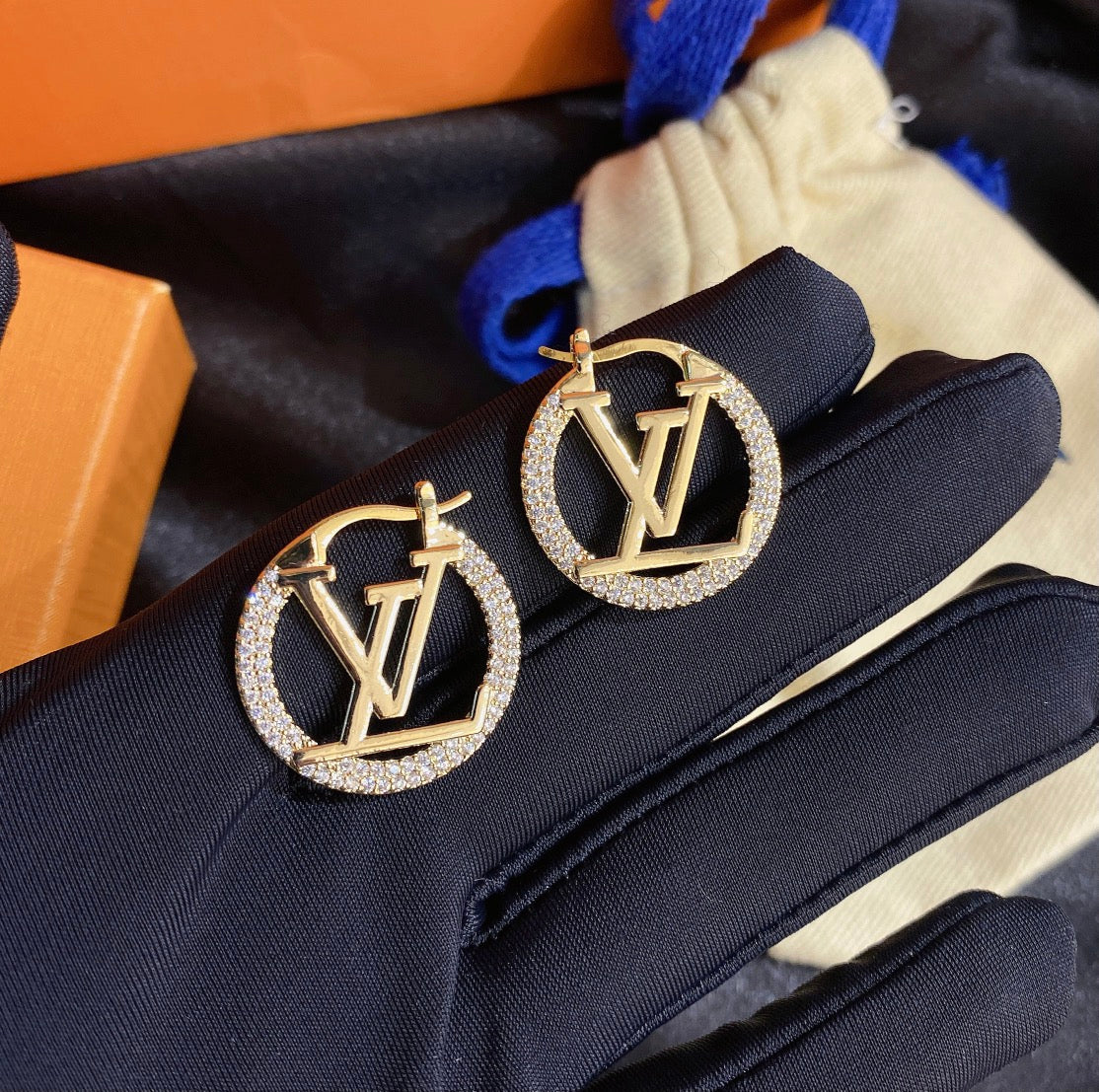 L.V Inspired Copper with micro-set zircon earrings