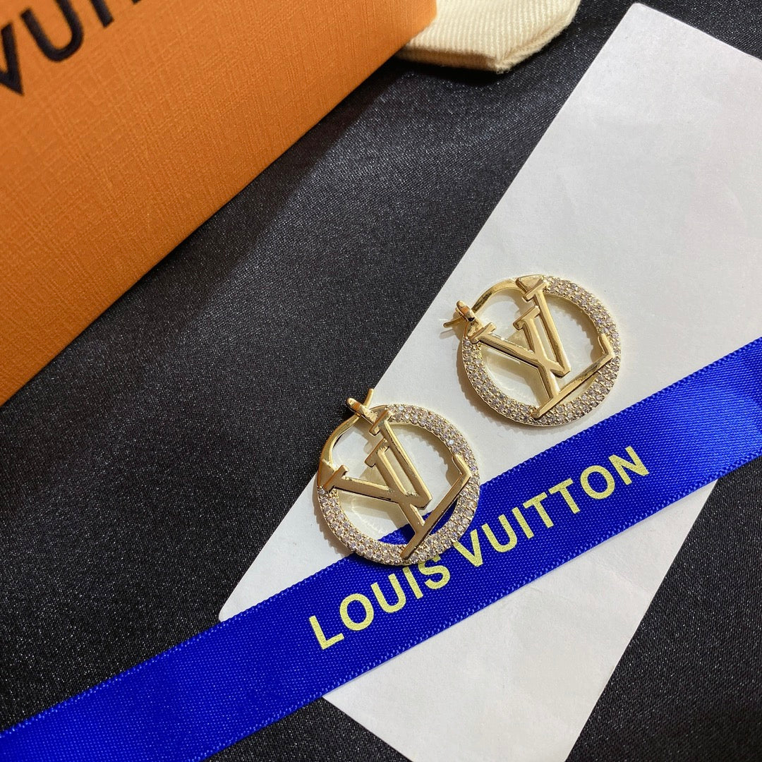 L.V Inspired Copper with micro-set zircon earrings