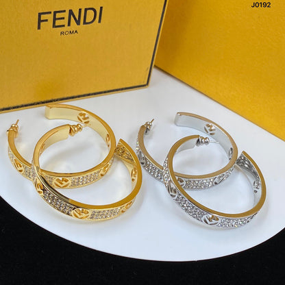 Copper micro-set with zircon F.F Hoop Earrings -  4.5cm