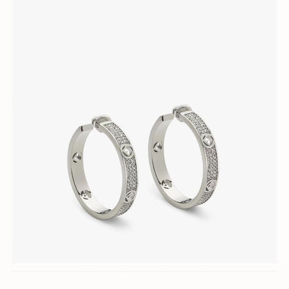 Copper micro-set with zircon F.F Hoop Earrings -  4.5cm