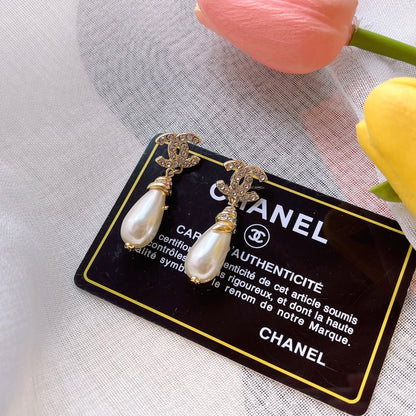 C.C Inspired oval pearl and Zirconia Earrings