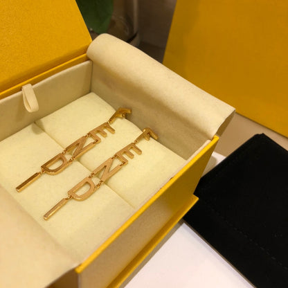 Titanium steel F.F Drop Earrings