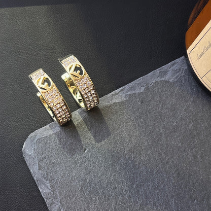 Copper micro-set with zircon F.F Hoop Earrings
