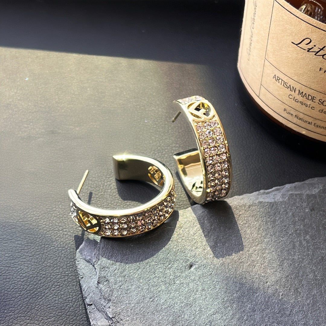 Copper micro-set with zircon F.F Hoop Earrings