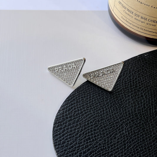 Micro-diamond Triangle Titanium steel P. Earrings