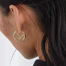 Titanium steel F.F Hoop Earrings