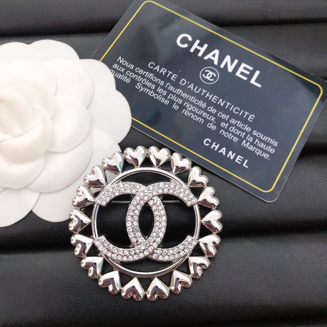 Luxury C.C Silver Brooch pin