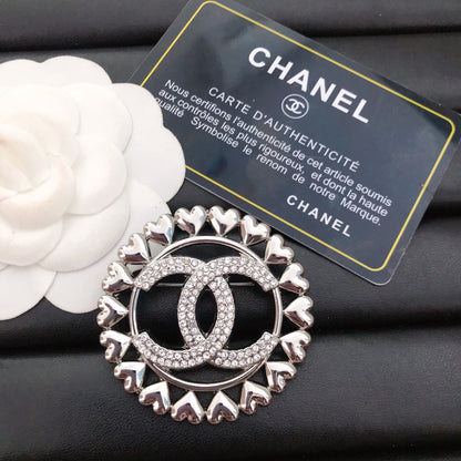Luxury C.C Silver Brooch pin