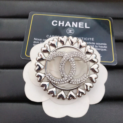 Luxury C.C Silver Brooch pin