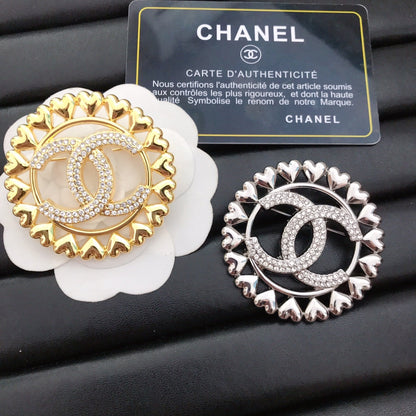 Luxury C.C Silver Brooch pin