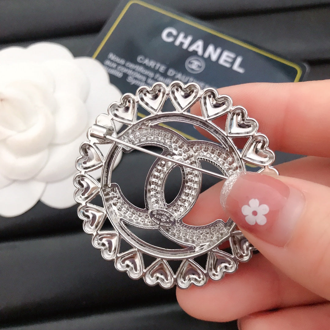 Luxury C.C Silver Brooch pin