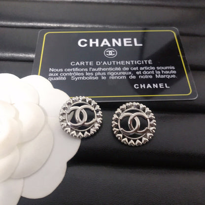 High quality C. C Heart stud earrings - Silver