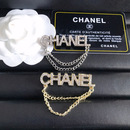 Luxury C.C Dangle Brooch pin - Silver