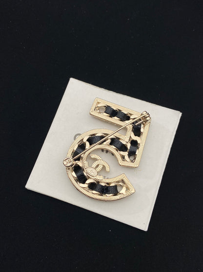 Luxury C.C No.5 Gold Brooch pin