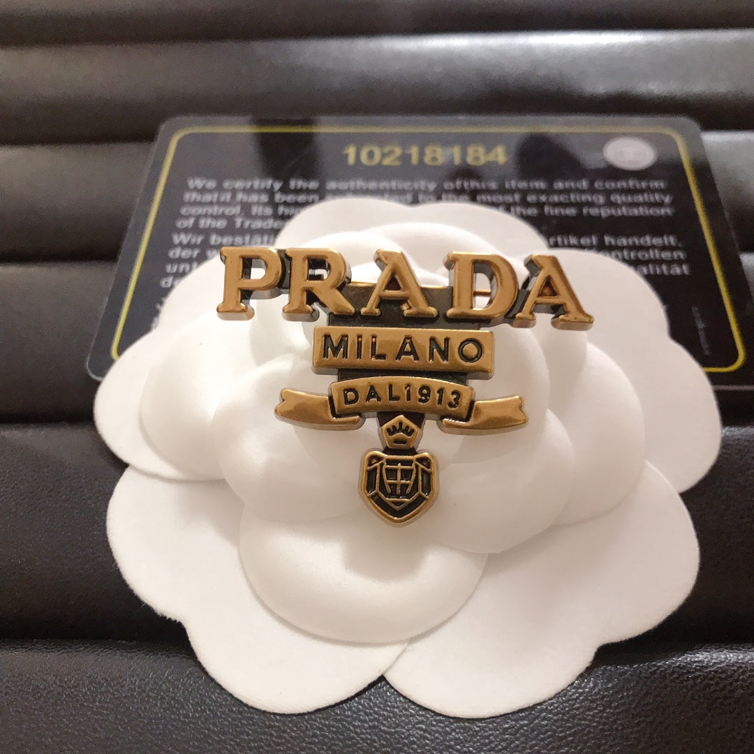 Luxury Prada Silver Brooch pin