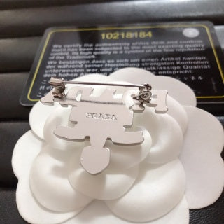 Luxury Prada Silver Brooch pin
